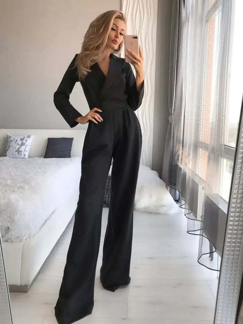 Jumpsuit - V Neck And Tailored Waist For Natural Movement