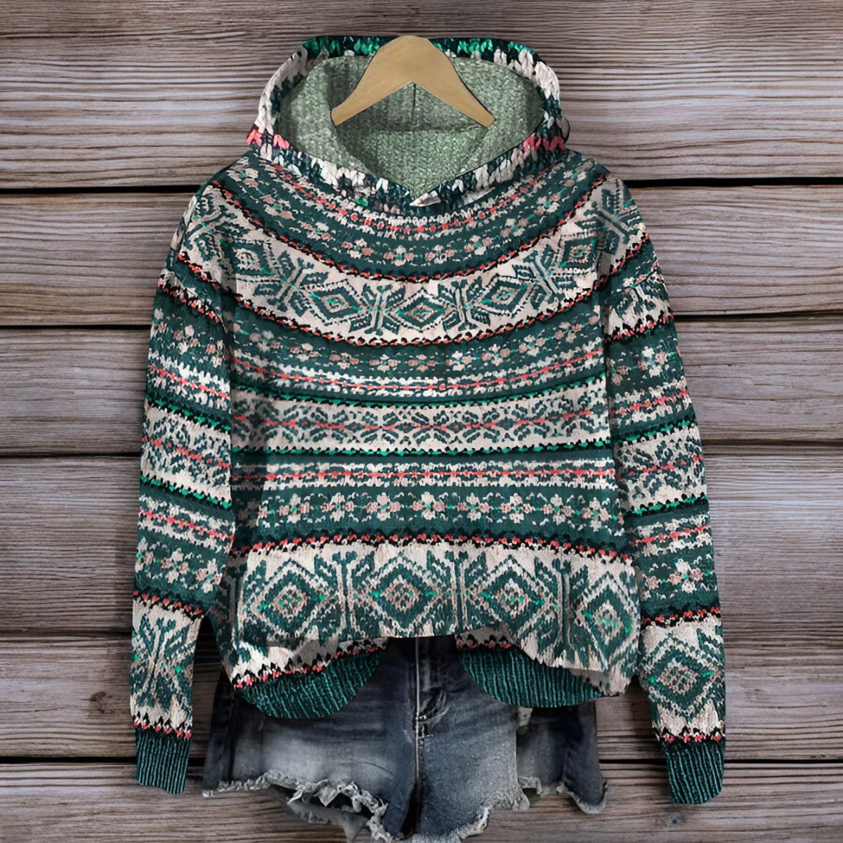 Knit Blend Hoodie - Textured Knit And Hooded Warm Coverage