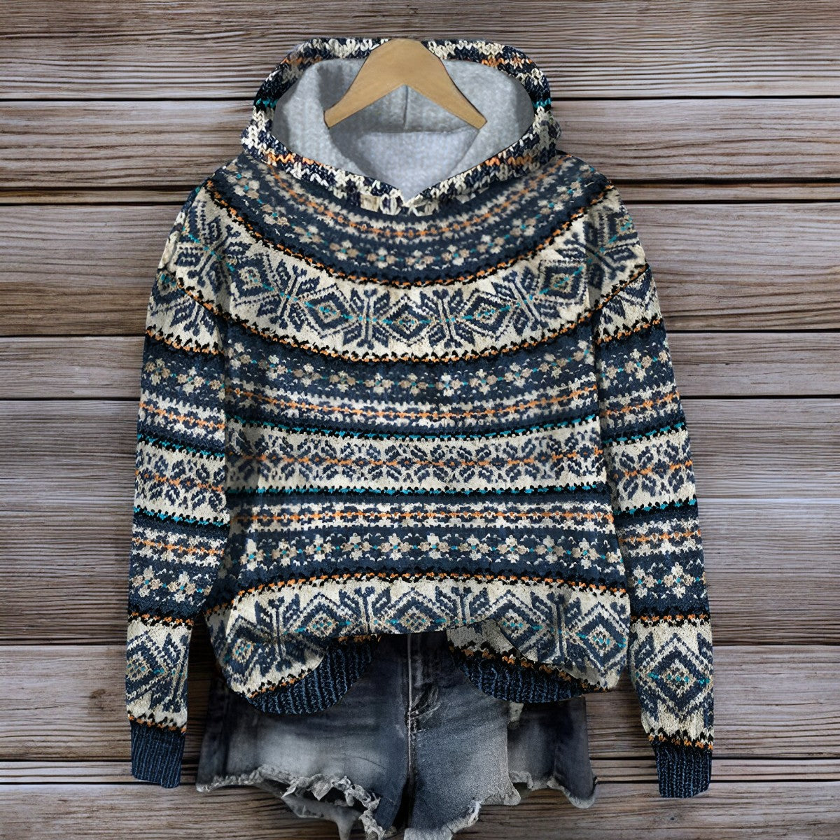 Knit Blend Hoodie - Textured Knit And Hooded Warm Coverage