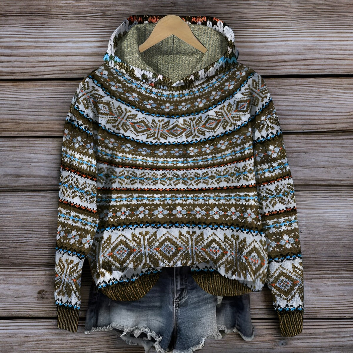 Knit Blend Hoodie - Textured Knit And Hooded Warm Coverage