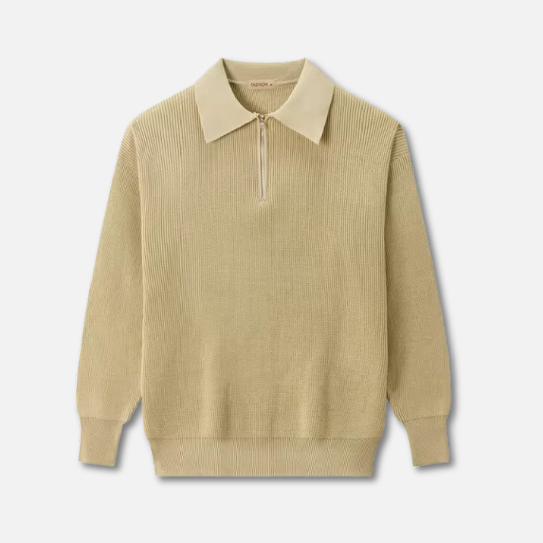 Knit Blend Jumper - Half Zip Collar and Breathable Warmth