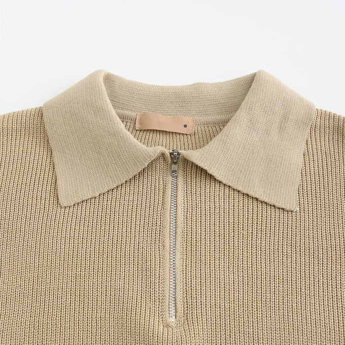 Knit Blend Jumper - Half Zip Collar and Breathable Warmth