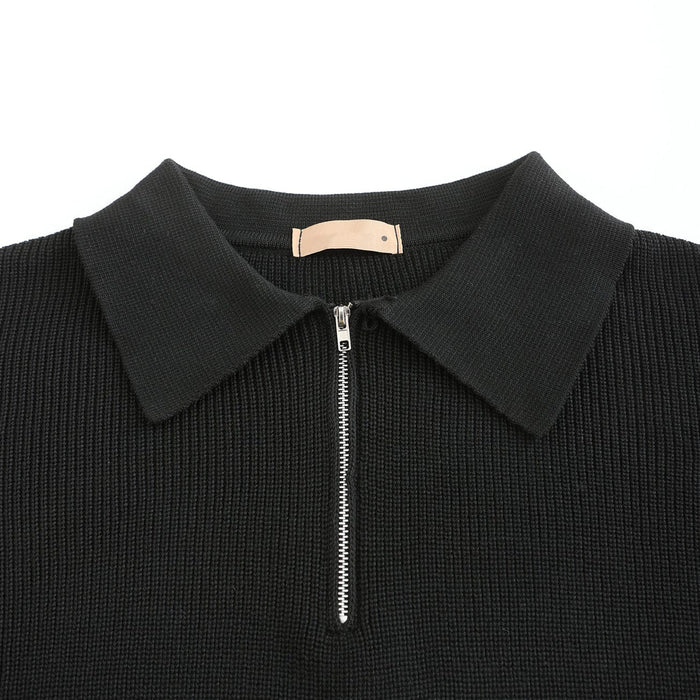 Knit Blend Jumper - Half Zip Collar and Breathable Warmth