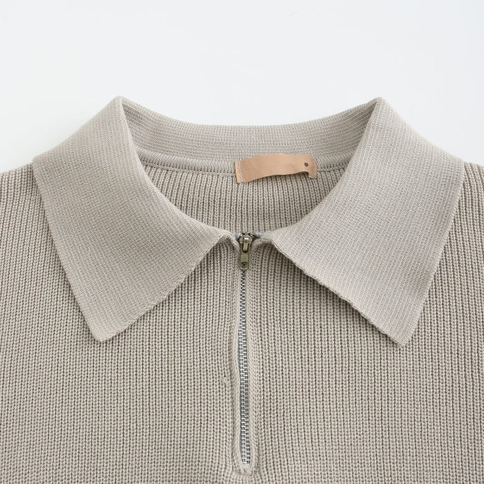 Knit Blend Jumper - Half Zip Collar and Breathable Warmth