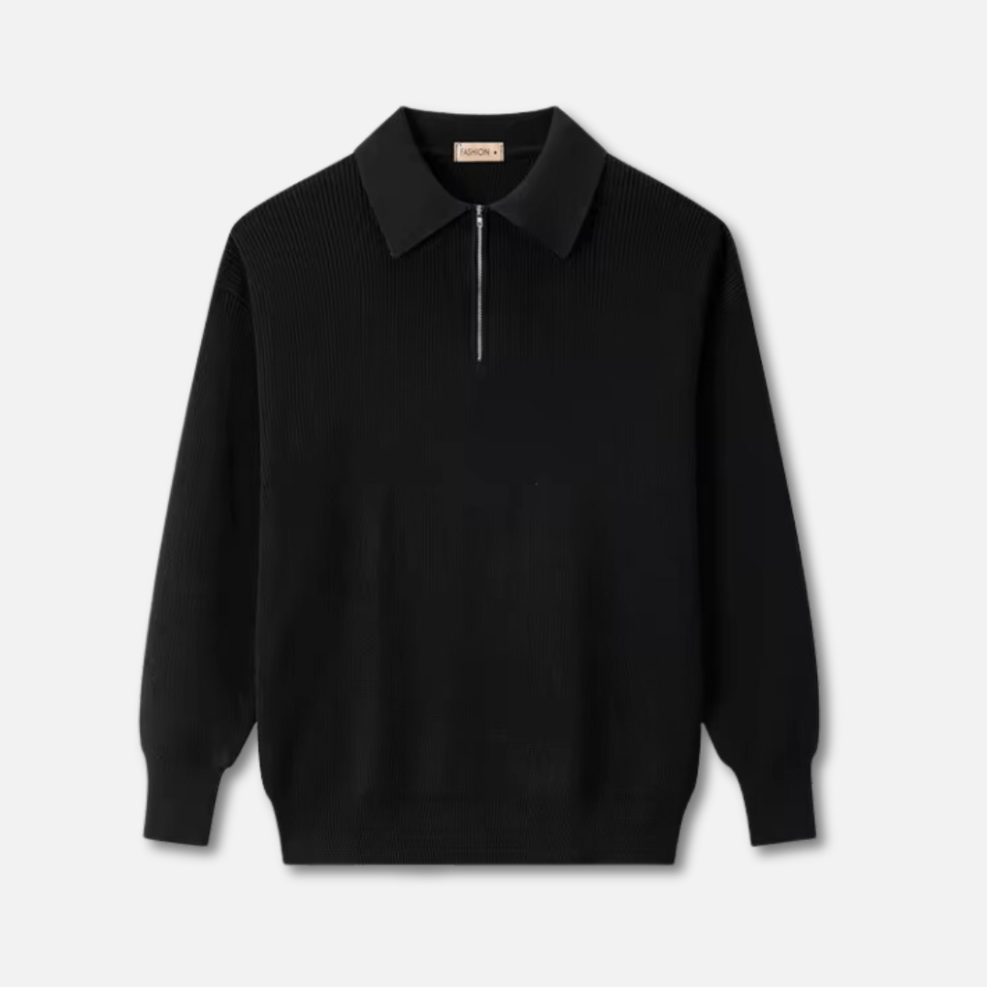 Knit Blend Jumper - Half Zip Collar and Breathable Warmth