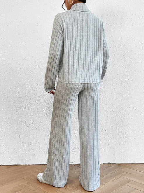 Knit Blend Set - Turtleneck Top & Tailored Stretch Pants