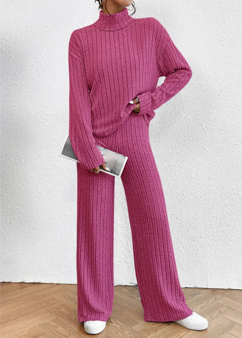 Knit Blend Set - Turtleneck Top & Tailored Stretch Pants