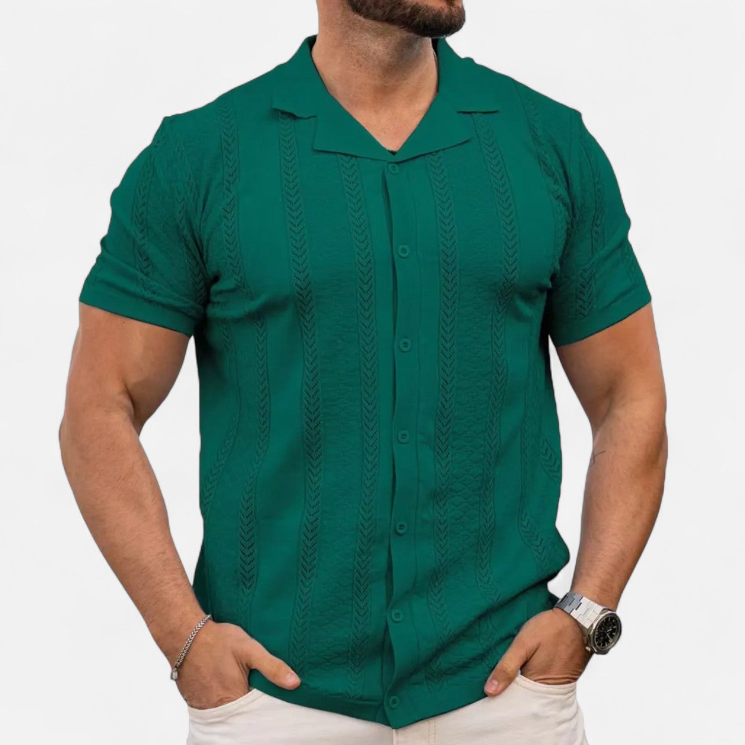 Knit Blend Shirt – Patchwork Panels And Shape Retention