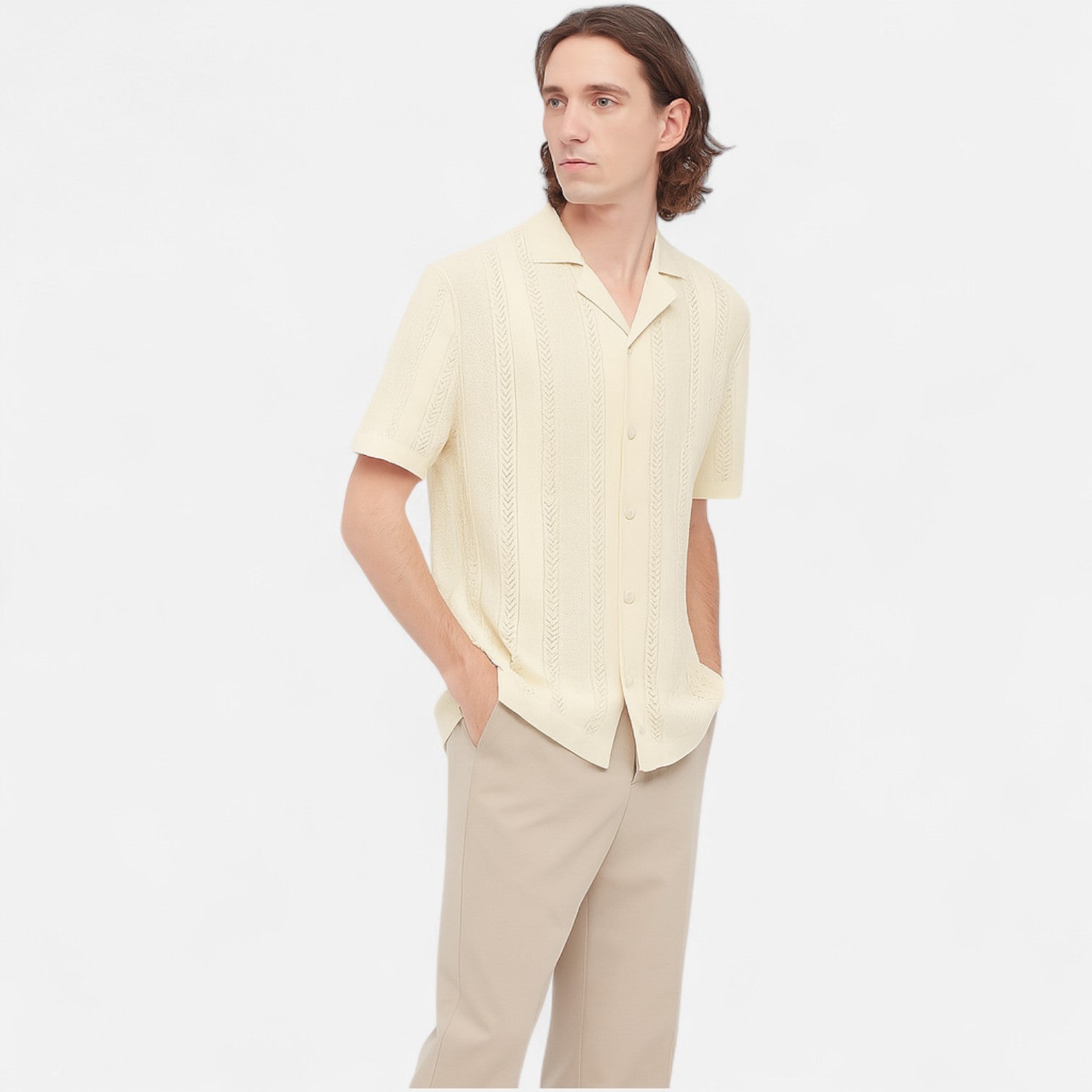 Knit Blend Shirt – Patchwork Panels And Shape Retention