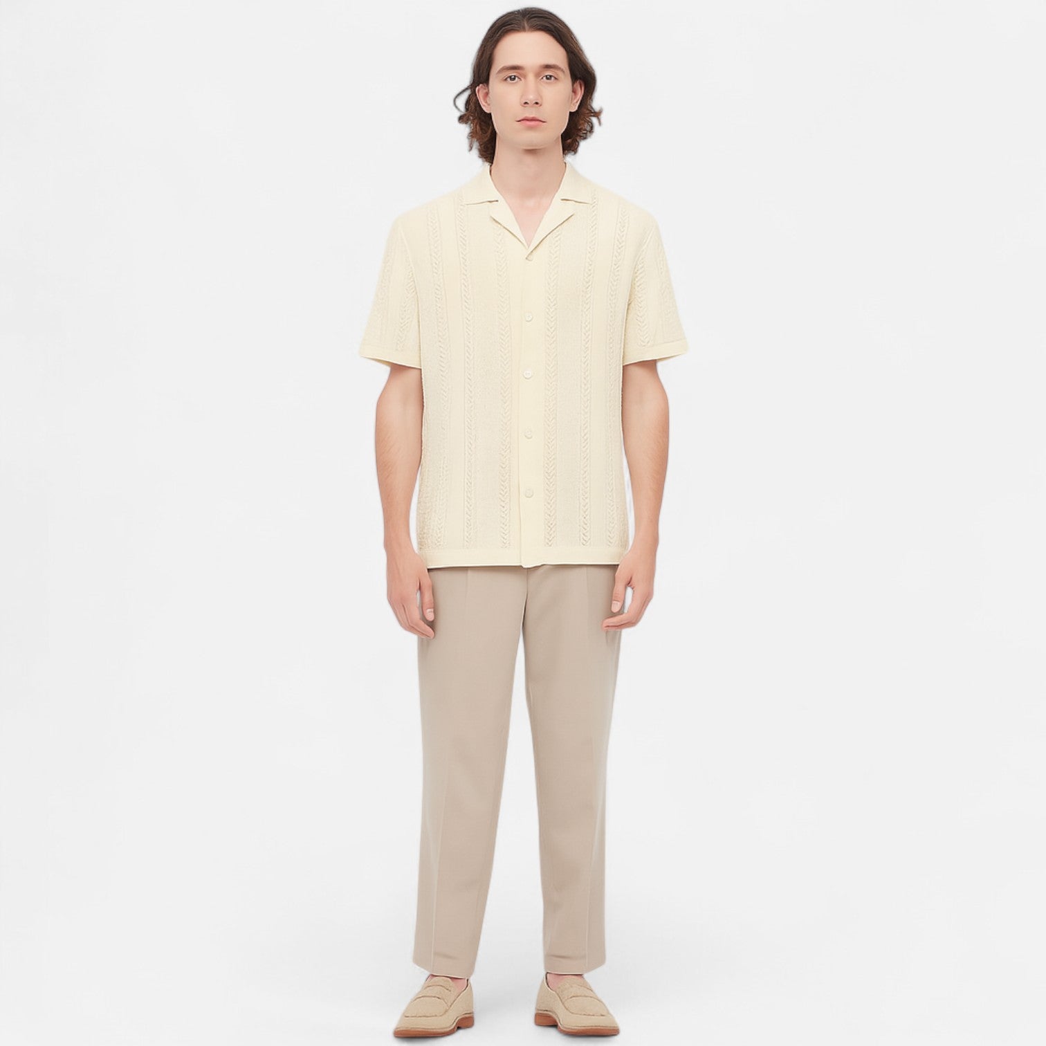 Knit Blend Shirt – Patchwork Panels And Shape Retention