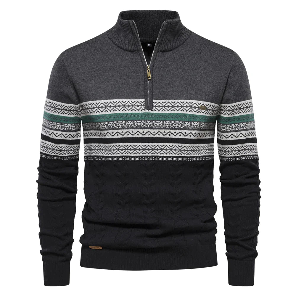 Knit Blend Sweater - High Neck Half Zip & Easy Wear