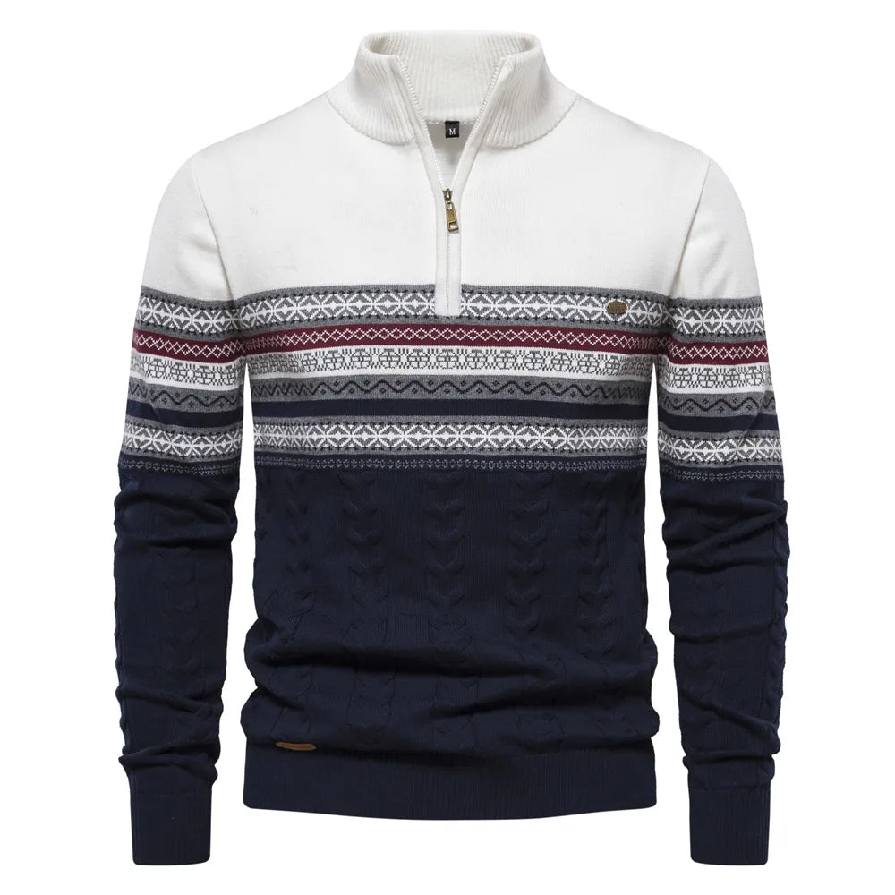 Knit Blend Sweater - High Neck Half Zip & Easy Wear