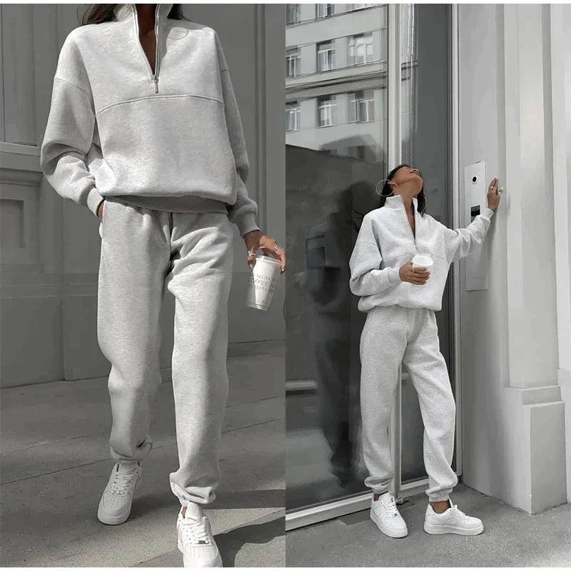 Knit Blend Sweater Set - Long Top & Easy Movement Fit