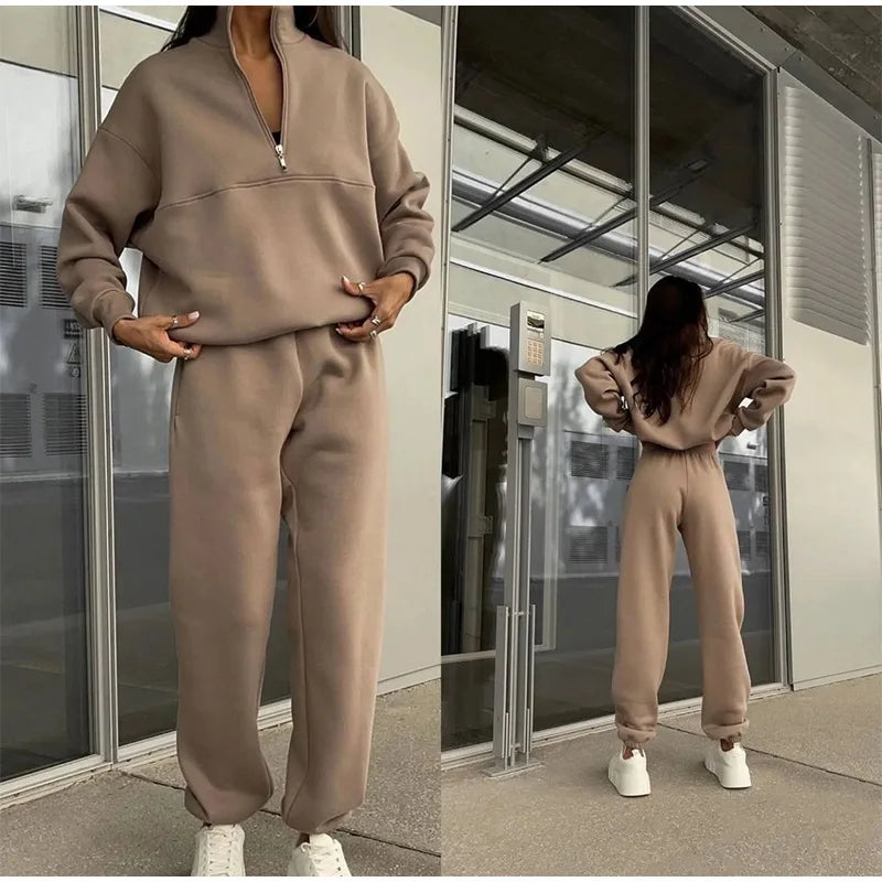 Knit Blend Sweater Set - Long Top & Easy Movement Fit