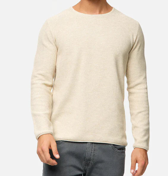 Knit Blend Sweatshirt - Stand Collar And Secure Pockets