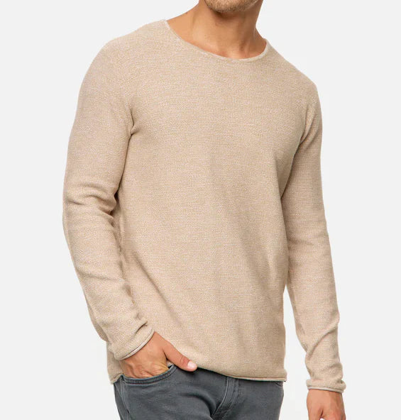 Knit Blend Sweatshirt - Stand Collar And Secure Pockets