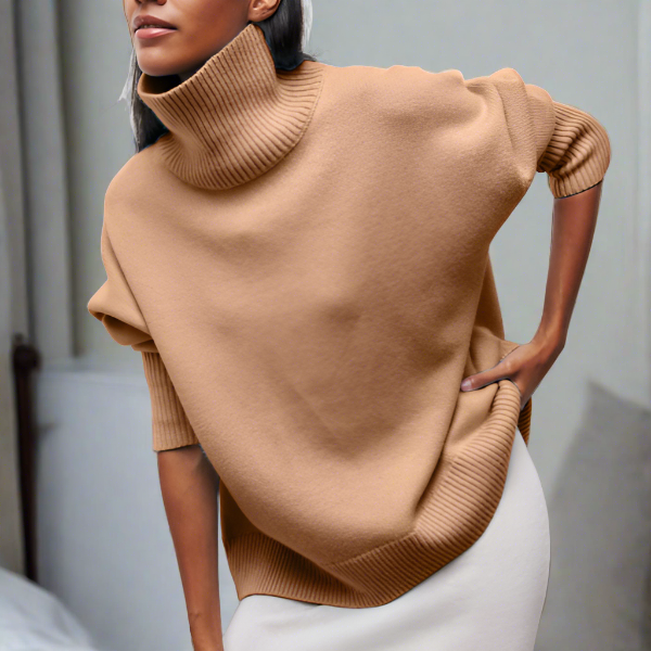 Knit Jumper - High Neck Ribbing And Gentle Stretch Fit