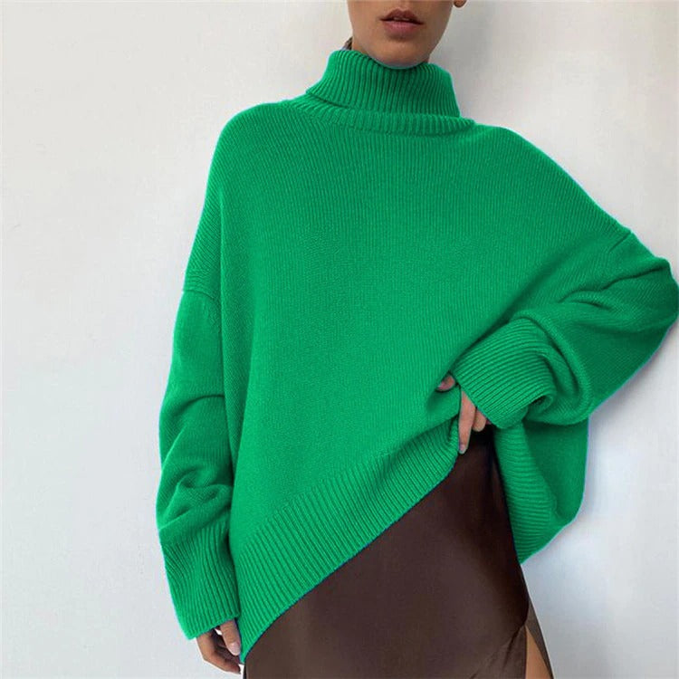 Knit Jumper - Turtleneck Fold & Flexible Stretch Fit