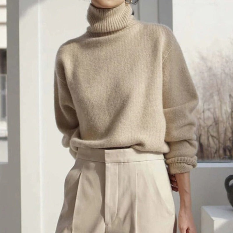 Knit Jumper - Turtleneck Fold & Flexible Stretch Fit