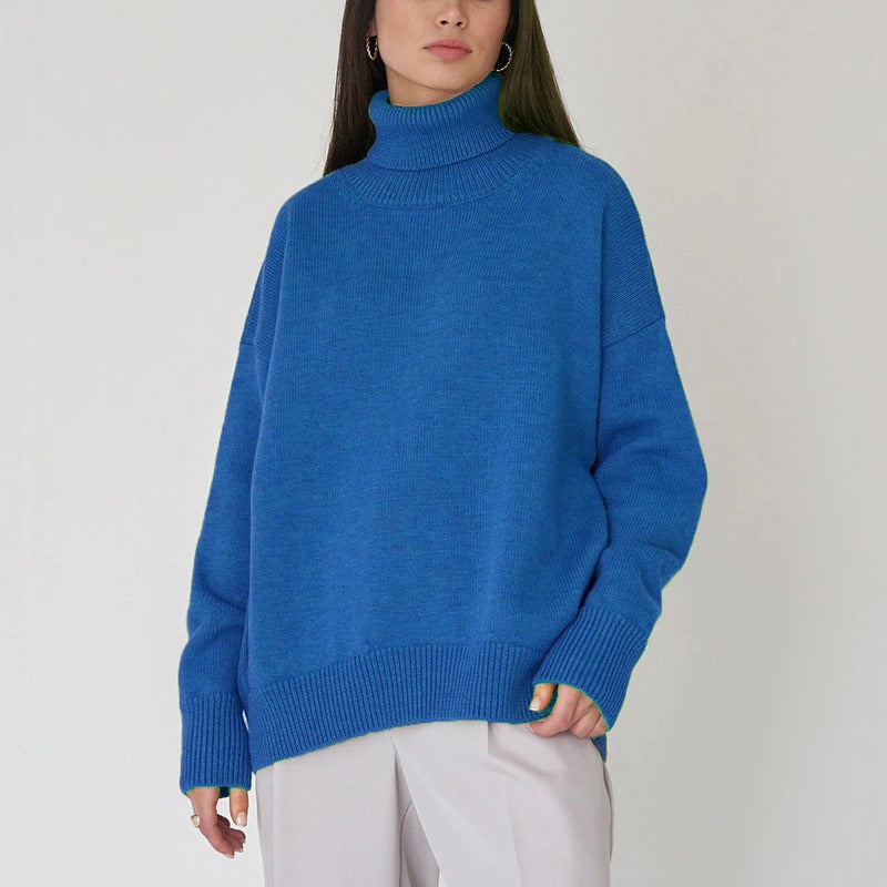Knit Jumper - Turtleneck Fold & Flexible Stretch Fit