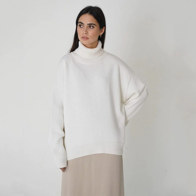 Knit Jumper - Turtleneck Fold & Flexible Stretch Fit