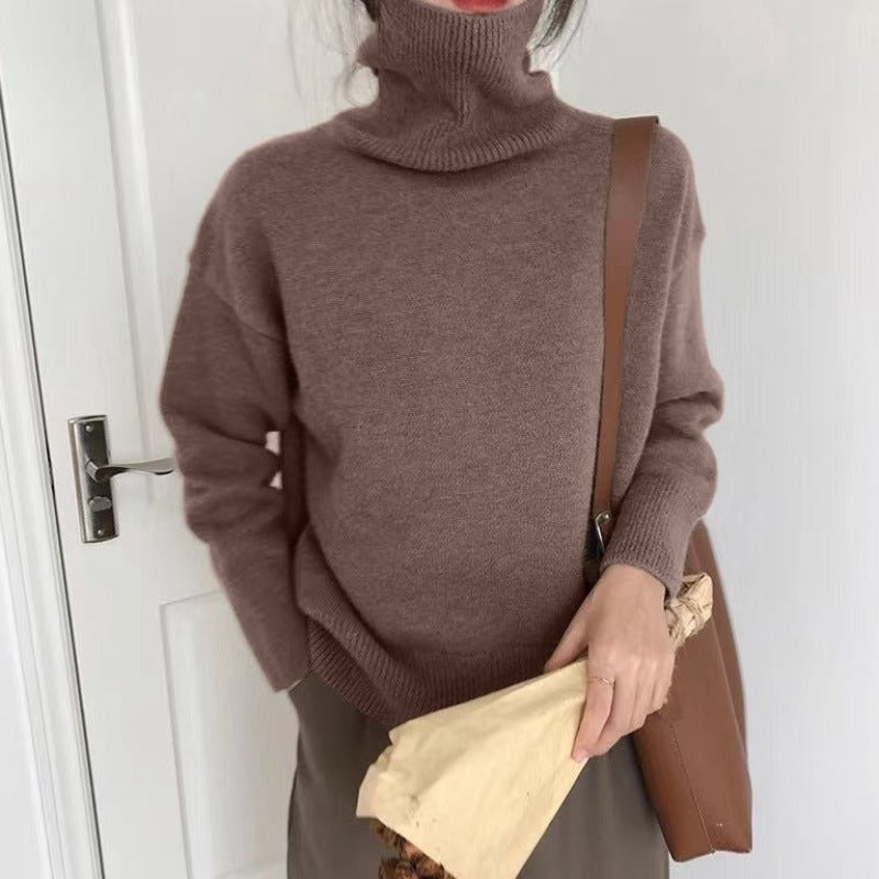 Knit Jumper - Turtleneck Fold & Flexible Stretch Fit