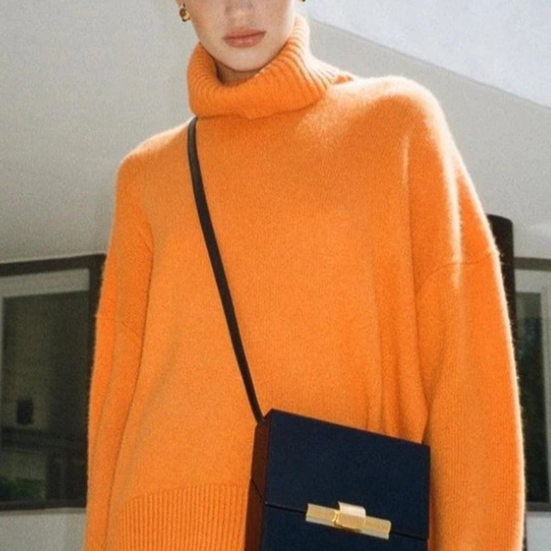 Knit Jumper - Turtleneck Fold & Flexible Stretch Fit
