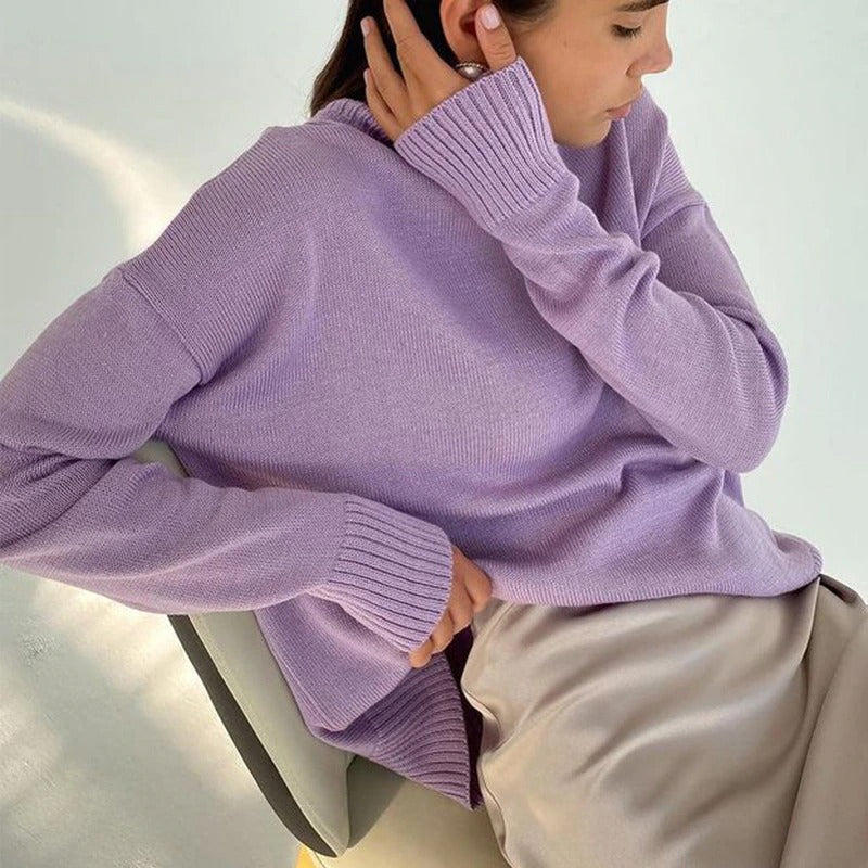 Knit Jumper - Turtleneck Fold & Flexible Stretch Fit