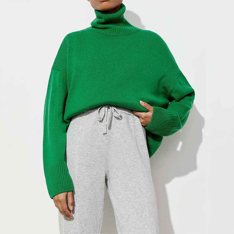 Knit Jumper - Turtleneck Fold & Flexible Stretch Fit