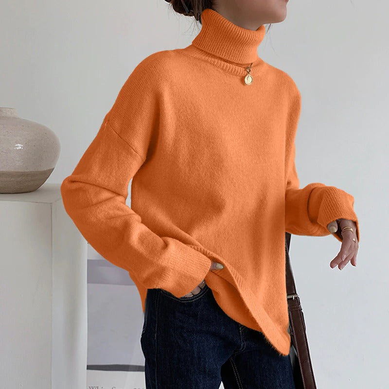 Knit Jumper - Turtleneck Fold & Flexible Stretch Fit