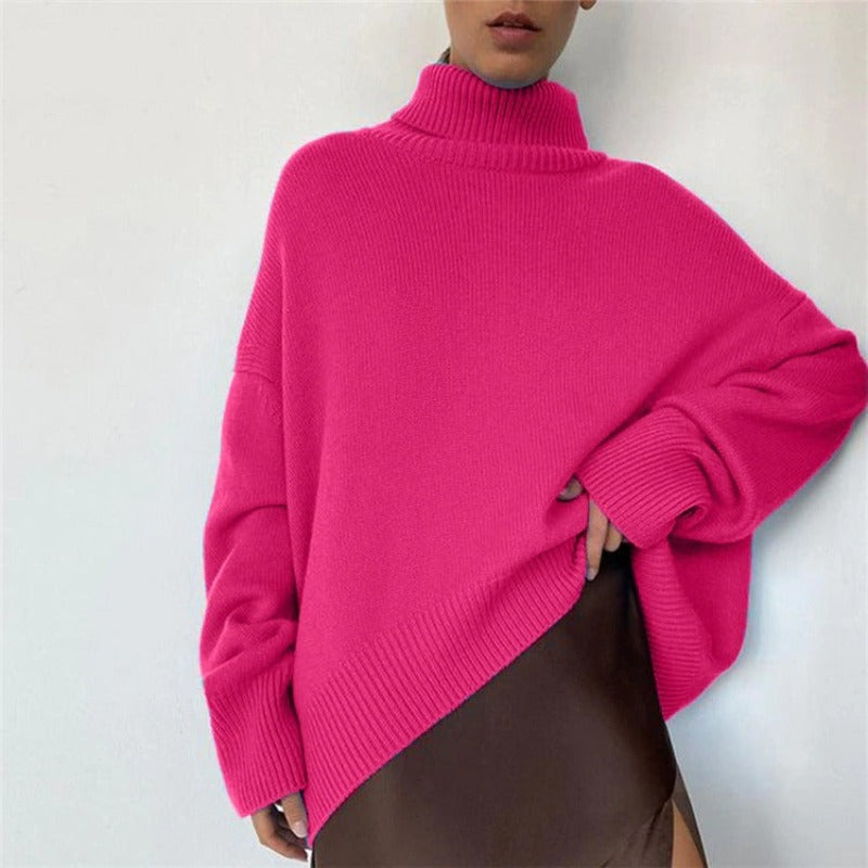 Knit Jumper - Turtleneck Fold & Flexible Stretch Fit