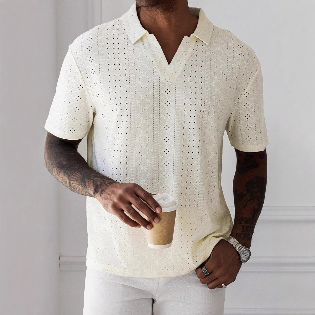 Knit Polo - Jacquard Lace Front & Breathable Airflow