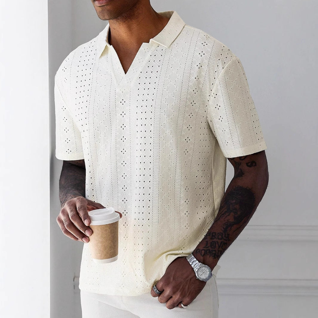 Knit Polo - Jacquard Lace Front & Breathable Airflow