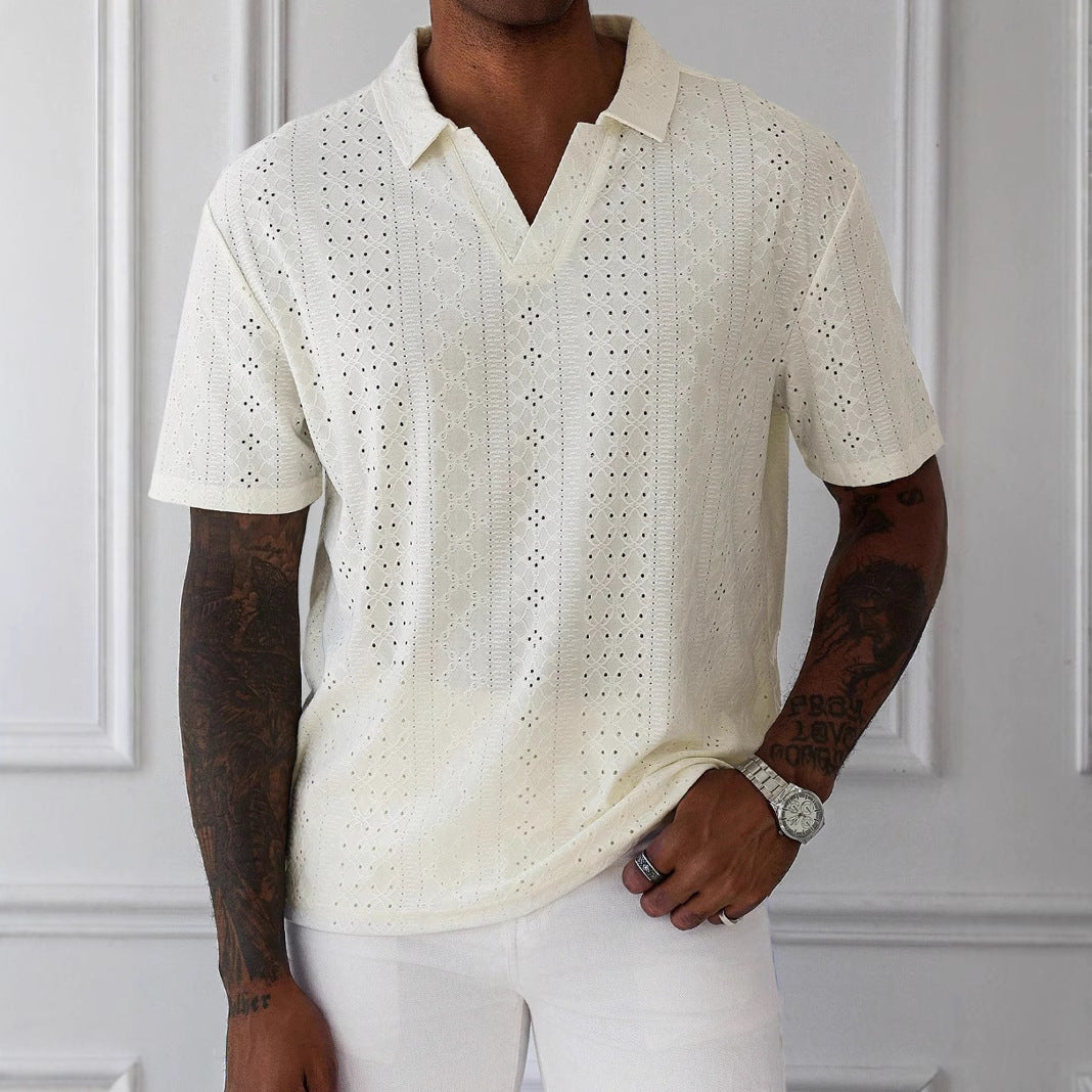 Knit Polo - Jacquard Lace Front & Breathable Airflow