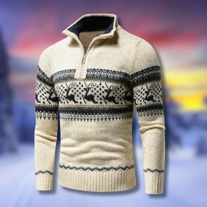 Knit Pullover - Crew Neck And Ribbed Cuffs Retain Warmth