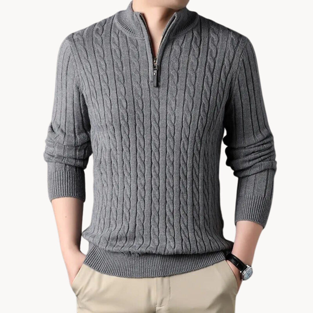 Knit Pullover - Short Zip Neck And Quick Airflow Control