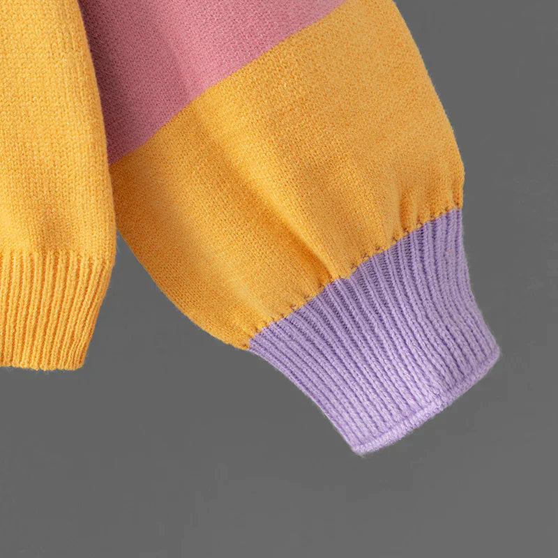 Knit Pullover - Striped Front & Soft Blend For Comfort