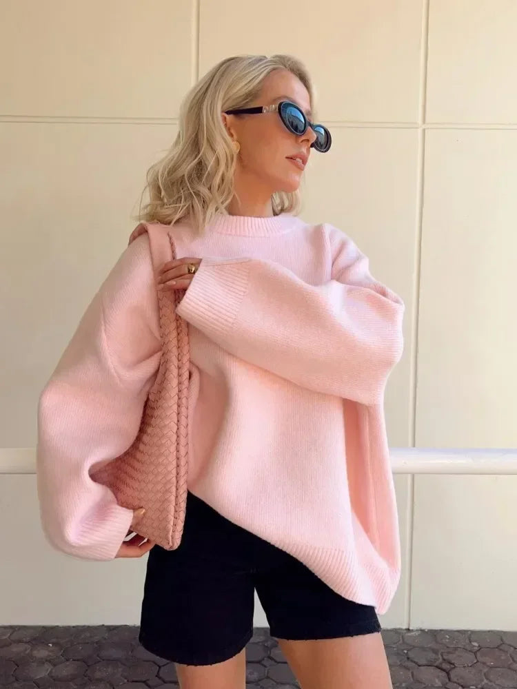 Knit Pullover - Viscose Blend Ribbed Texture And Shaped Fit