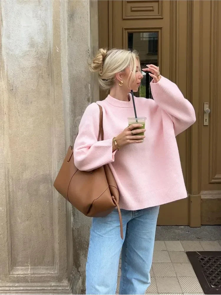 Knit Pullover - Viscose Blend Ribbed Texture And Shaped Fit