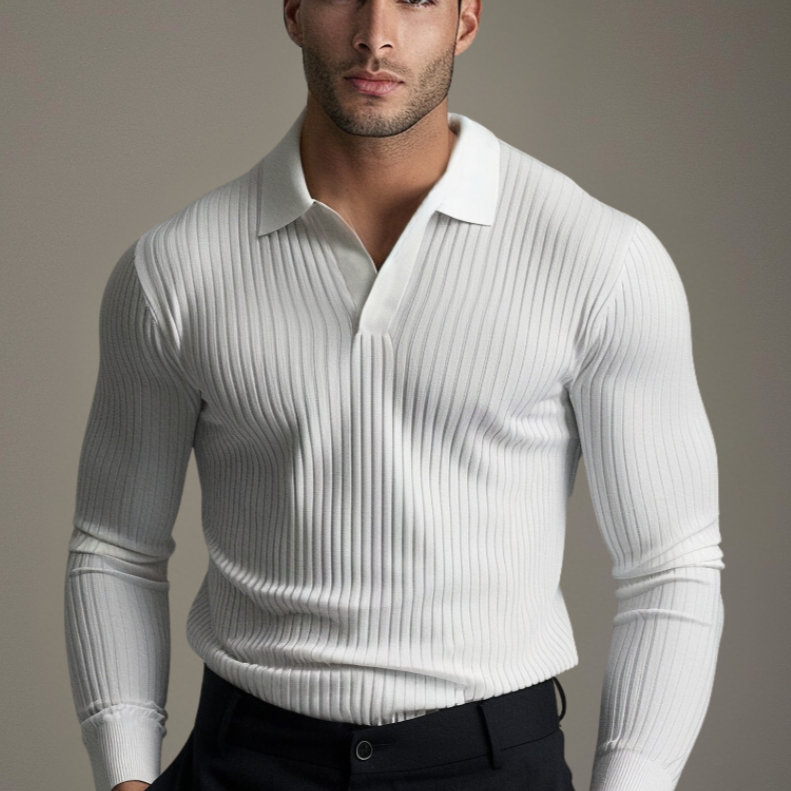 Knit Shirt - Open Collar And Breathable Stretch Shape