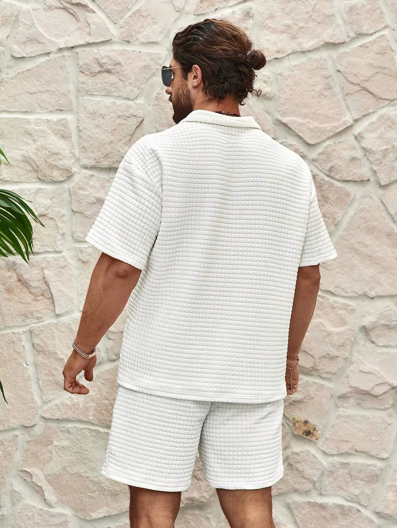 Knit Short Set- Waffle Texture Blend And Breathable Airflow