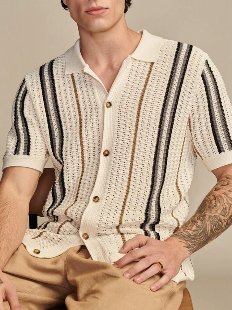 Knit Short Sleeve Shirt - Textured Knit And Breathable Fit