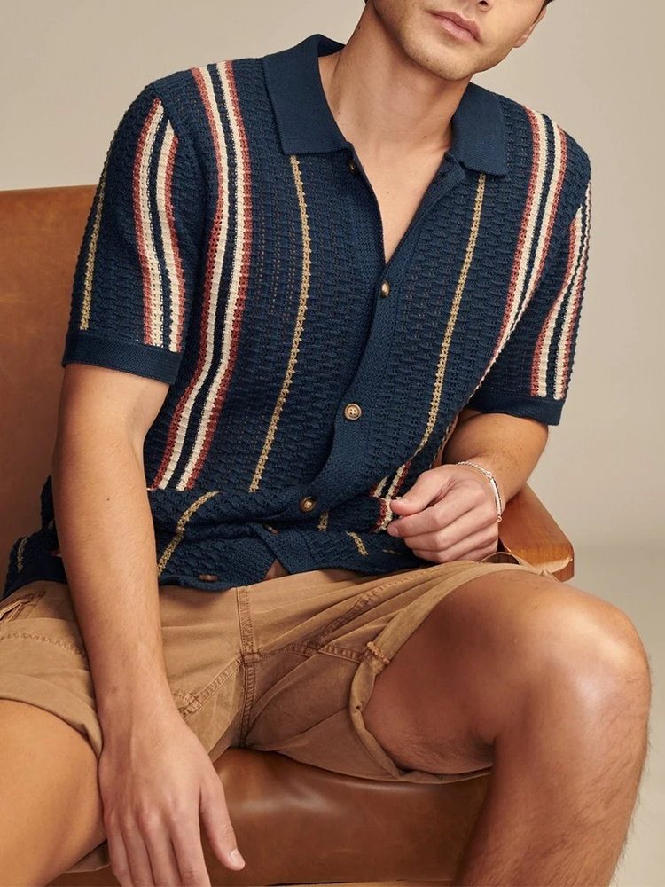 Knit Short Sleeve Shirt - Textured Knit And Breathable Fit