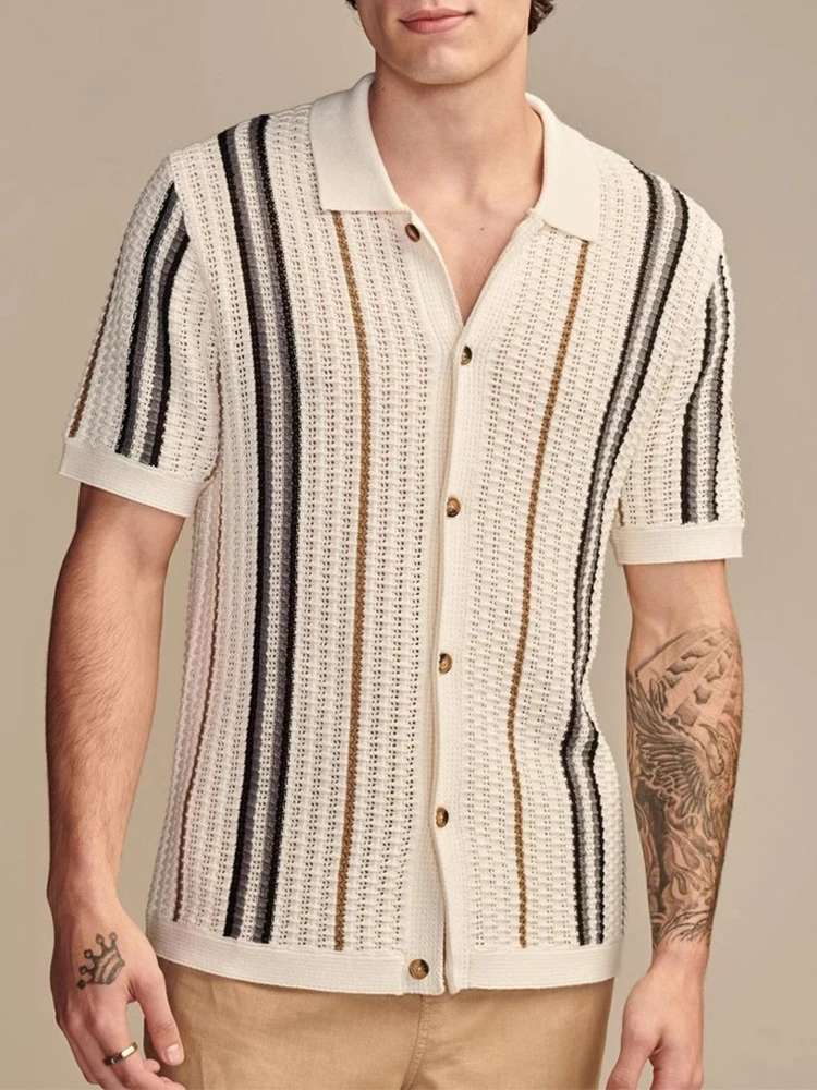Knit Short Sleeve Shirt - Textured Knit And Breathable Fit