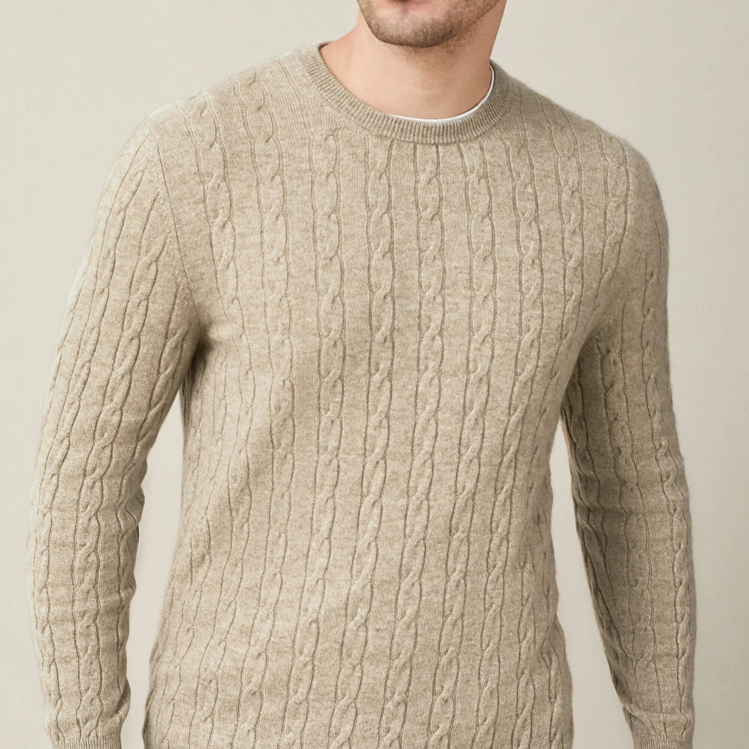 Knit Sweater – Cable Knit Pattern & Relaxed Stretch Fit