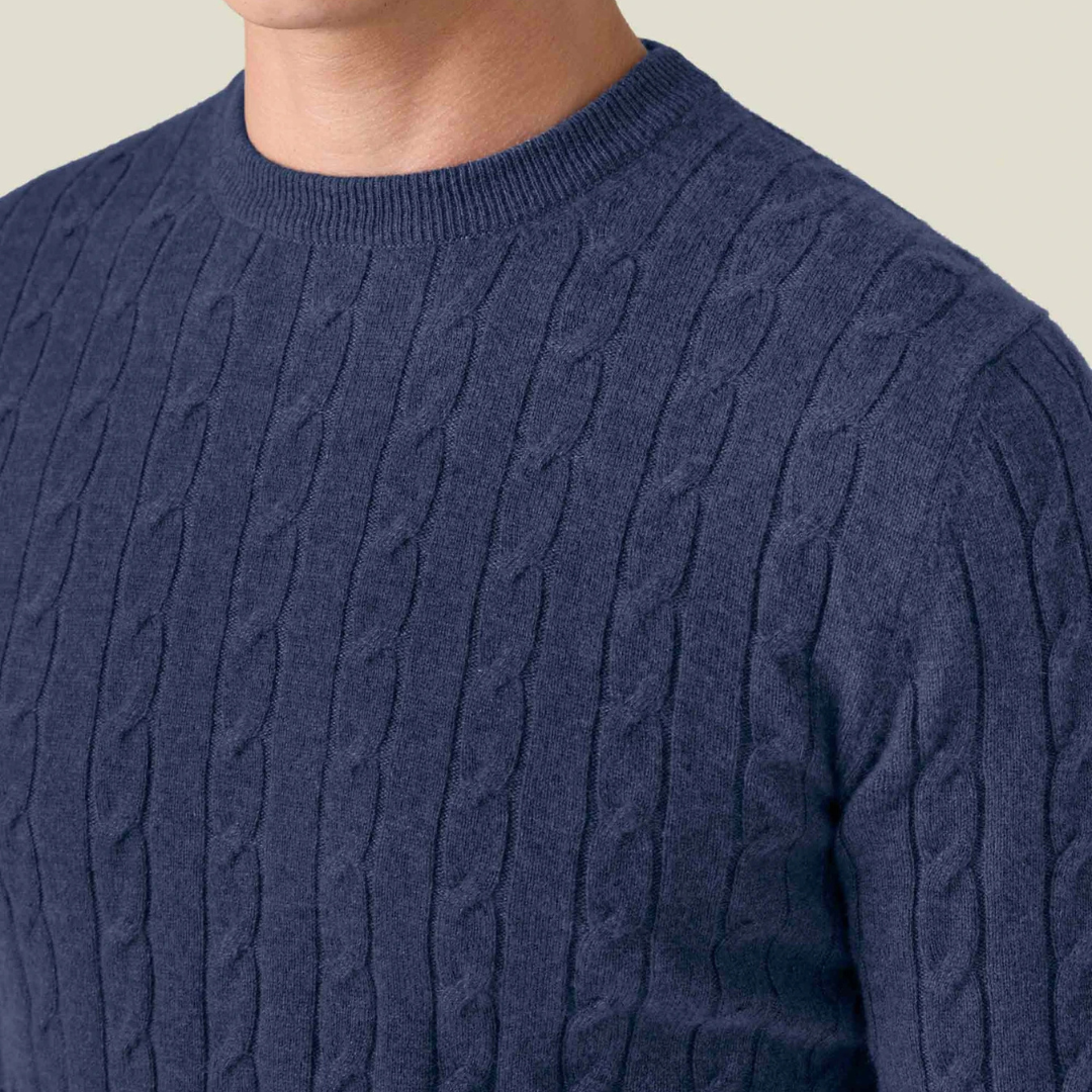 Knit Sweater – Cable Knit Pattern & Relaxed Stretch Fit