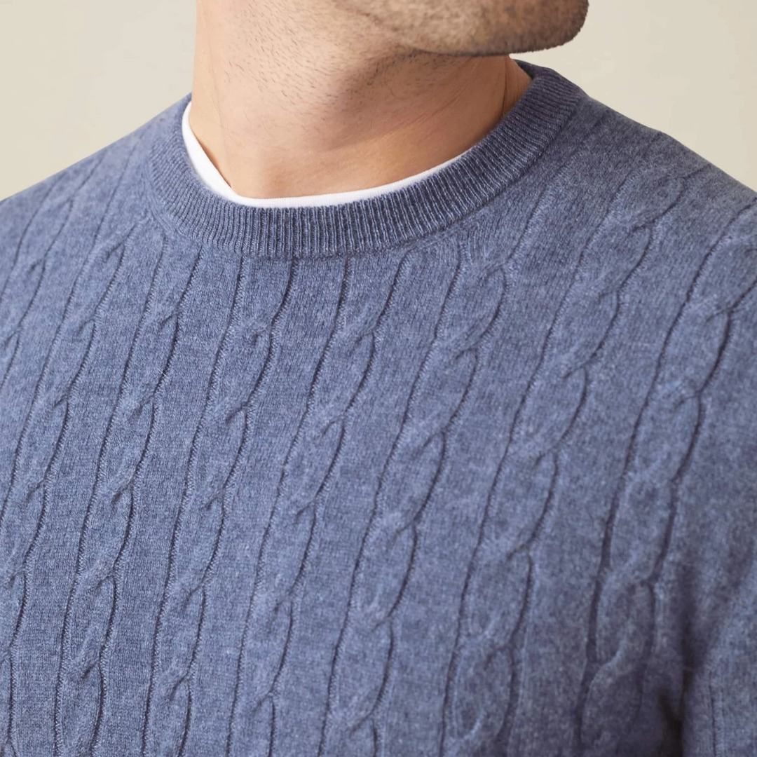 Knit Sweater – Cable Knit Pattern & Relaxed Stretch Fit