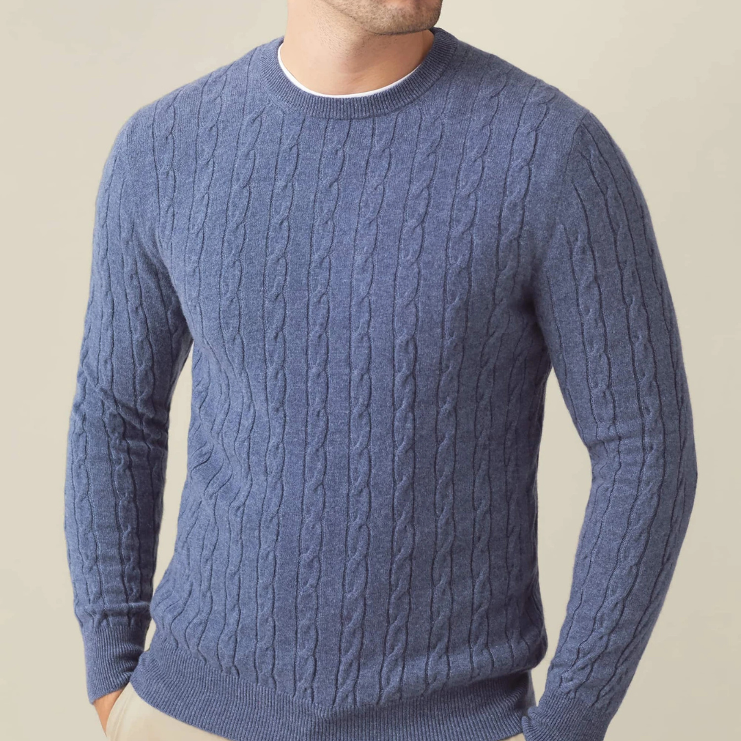 Knit Sweater – Cable Knit Pattern & Relaxed Stretch Fit