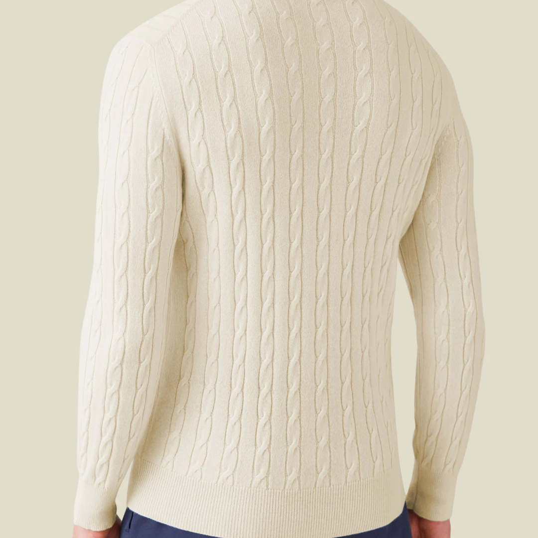 Knit Sweater – Cable Knit Pattern & Relaxed Stretch Fit