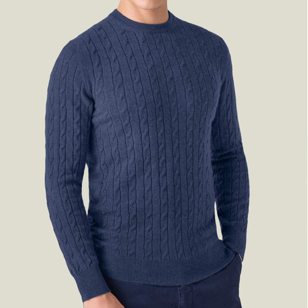 Knit Sweater – Cable Knit Pattern & Relaxed Stretch Fit